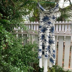 Charlotte Russe white and blue flower formal dress, very durable fabric 🤍